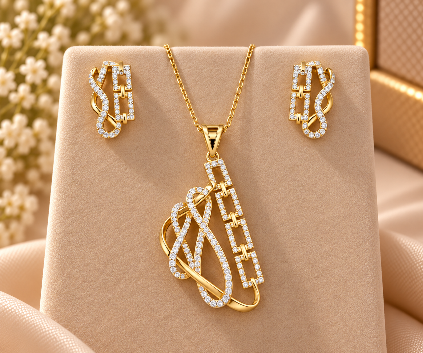 Elegant Gold Diamond Jewelry Set